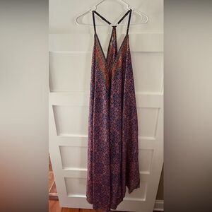 Luz by LifeActivated Elegant Blue and Pink Patterned Dress Silk
